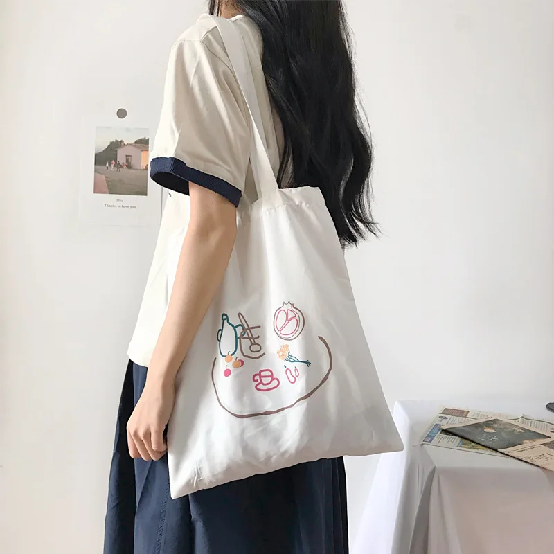 

Summer Cotton Blend Thin Eco Shopping Tote Shoulder Bag Simple Drawing Picture CYA08