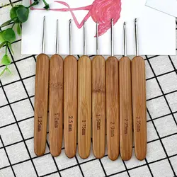 Новые 8 шт металлические крючки для вязания бамбуковые гладкие ручки спицы для ручных плотов вплетать в пряжу инструменты [1,0 мм-2,75 мм]