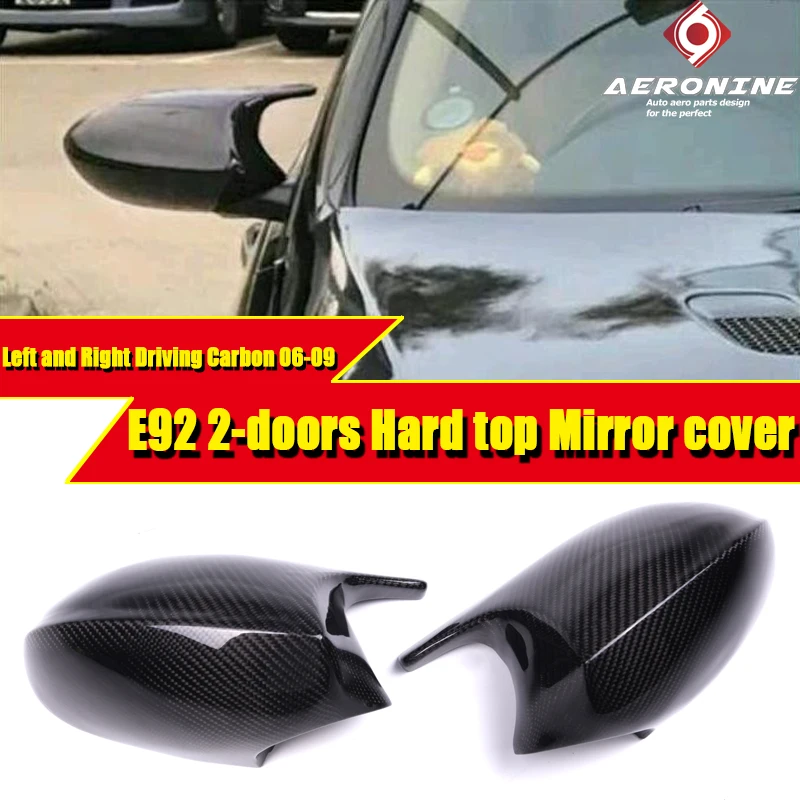 

Carbon Fiber CF Mirror Cover Add on Style M3 Look For BMW E92 2DR Hard top 3 Series Sedan 1:1 Replacement Mirror Cover Cap 06-09
