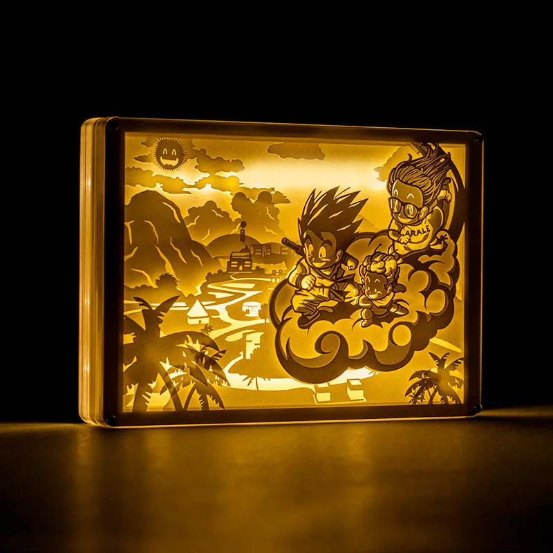 S. orange креативный 3D Аниме DIY DRAGON BALL Young Goku& Alrale Настольный светильник светодиодный ночник резьба бумажный светильник ing подарки