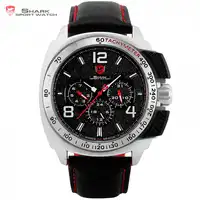 Tiger SHARK Sport Watch Brand Silver Case Date Function Leather Band Men Watches Casual Quartz Movement Luxury Wristwatch /SH418
