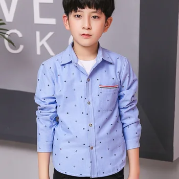 

Spring Boys Shirts Cotton Casual Blouses for Children Long Sleeve School Uniform Tops for Children Clothing Teenage Age 2y-12y