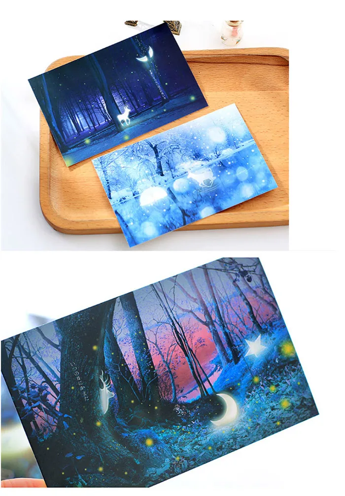 30 шт./упак. упакованы Почтовые открытки [светлячки Мори-Glow](30 дюймов) Творческий световой Красивая иллюстрация