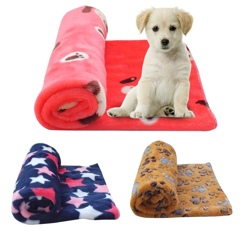 Flannel Pet Blanket Dog Blanket Warm Pet Sleeping Cushion Cover Printed