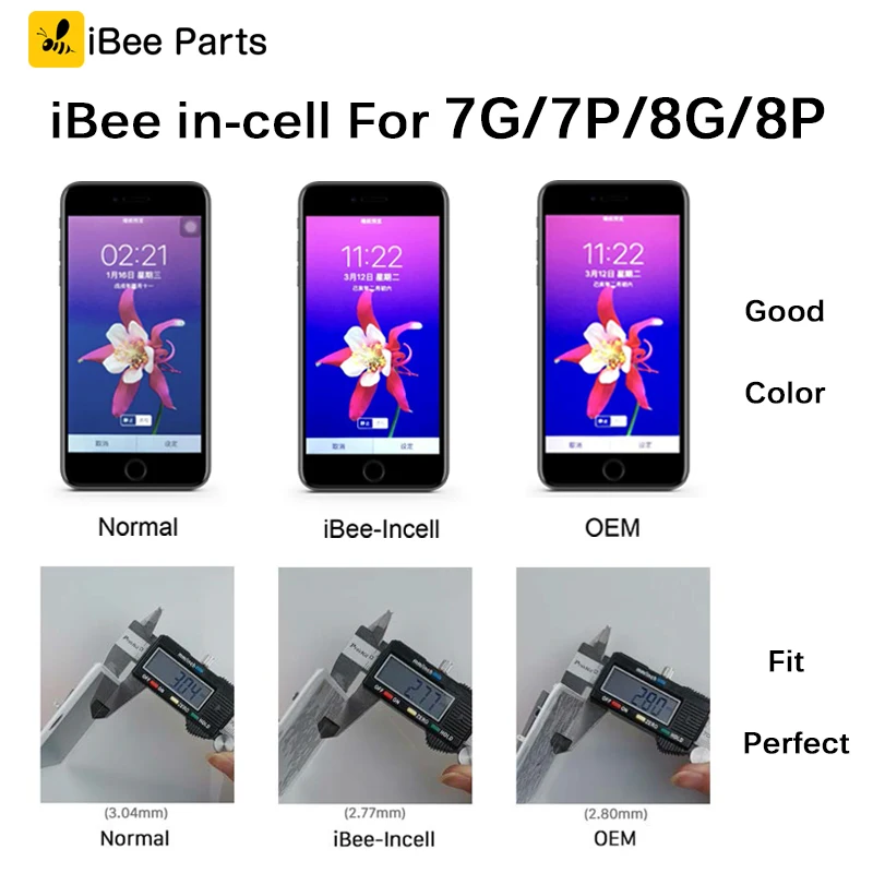 10 шт. по индивидуальному заказу iBee in-cell lcd для iPhone 7, 7plus 8 8 Plus ЖК-экран Замена хорошего цвета Pantalla Fit Perfit