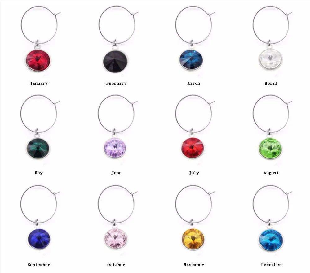 

Wine Charms Goblet Champagne Wine Glass Charms with birthstone Cup Centerpieces Accessories Party Supplies Wedding Decoration