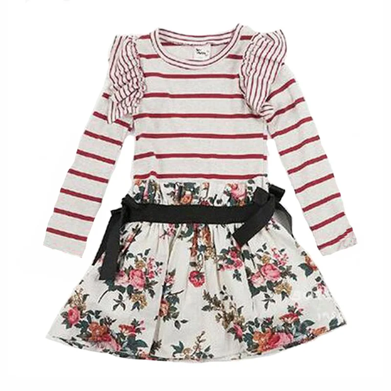 Baby girl dress stripe autumn 2016 little girl dress frock long sleeve