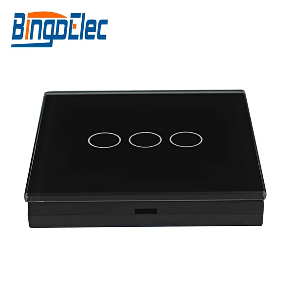 Bingoelec 3 банда дистанционного передатчика настенный переключатель беспроводной стеклянная панель контроллер RF 433,92 МГц сенсорный светильник переключатель - Цвет: Black