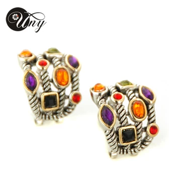 

UNY New Arrival Luxury Vintage Brand Fashion French Clip Multi CZ Cable wire earring Crystal Woman Earring Free Shipping