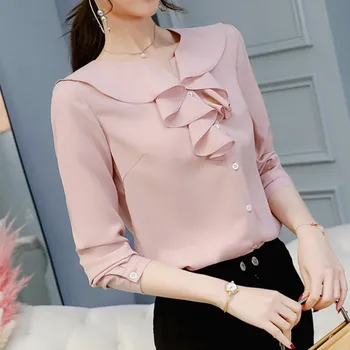

New 2019 Women's Blouse Spring Autumn Shirt Summer Fashion Long Sleeve Shirts Plus Size Womens Tops Elegant Blouses Ladies Top
