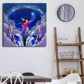 

Sorcerer Mickey Minimalist Watercolor Art Canvas Poster Oil Painting Wall Picture Print Home Bedroom Decoration Accessories HD