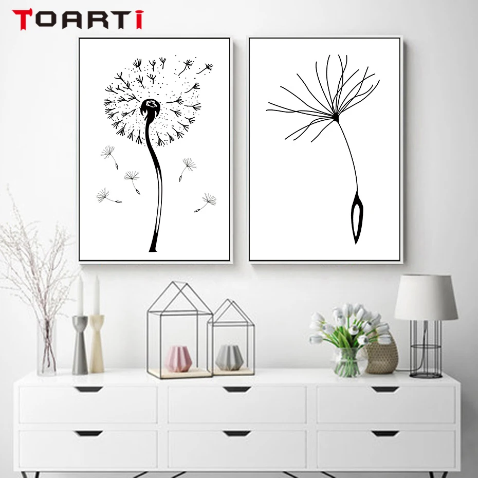 Dandelion Flying Moment Wall Art Modern Sketch Painting Nordic Vintage Poster Scandinavia Prints Living Room Decoration Pictures (6)