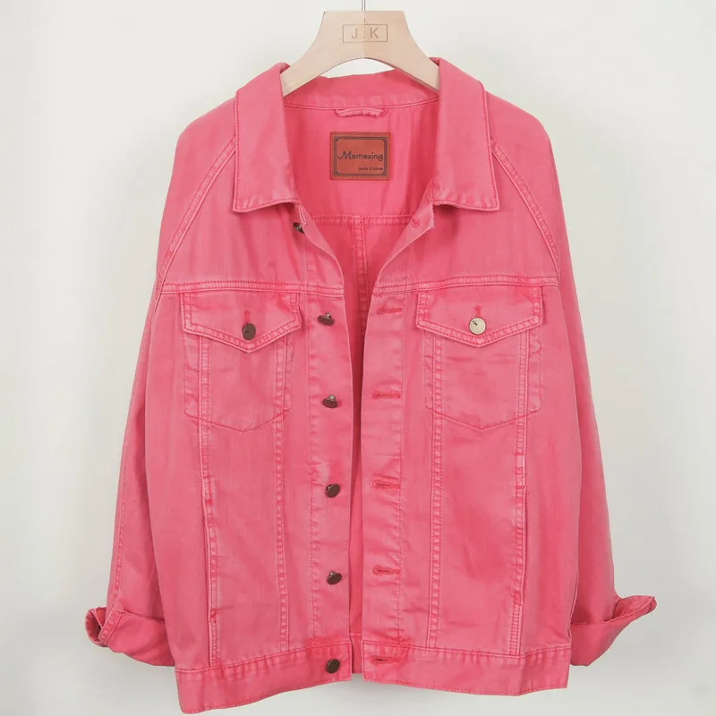 

Batwing sleeve Bomber Jeans Jacket Women Short Coat Vintage Pink Denim Jacket Korean style Plus size Loose Jean Coat Outerwear