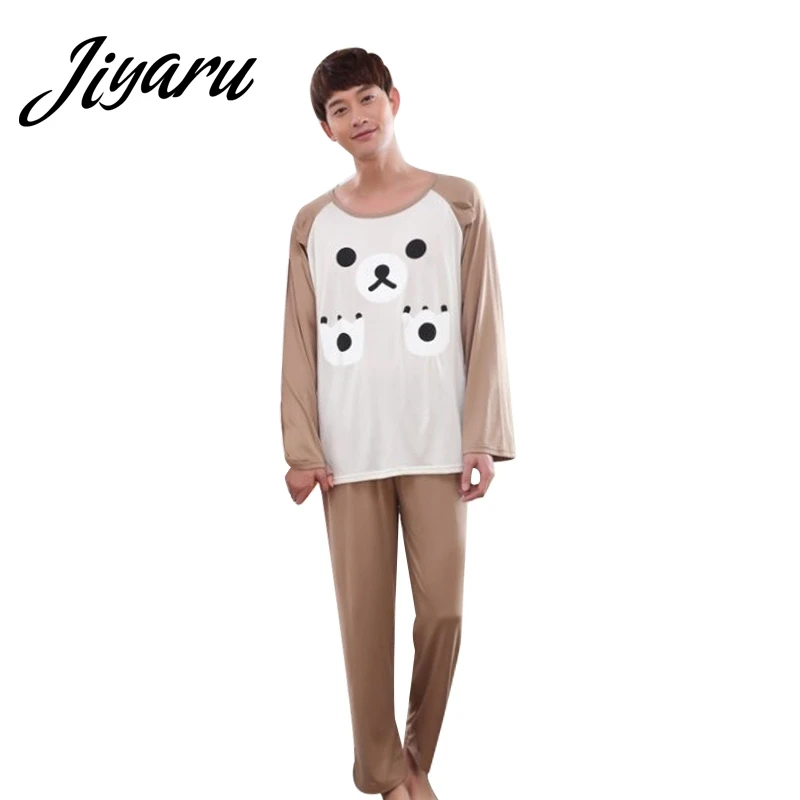 

Men O-Neck Pajama Sets Men Boys Cartoon Home Lounge Male Long Sleeves Home Sleepwear Autumn Spring Pyjama Sets for Men SizeL-2XL