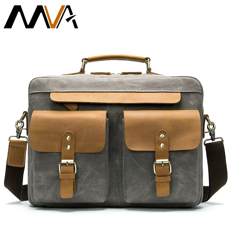 

MVA canvas men's briefcase bag office/laptop bag mens briefcase messenger bags for men business men's 13.3' computer bags 9772