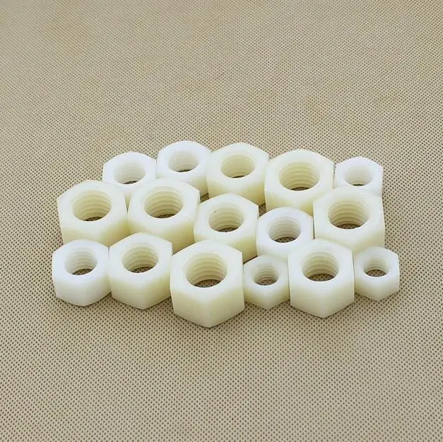 50pcs/Lot Metric DIN934 Nylon Hex Nut M10 Plastic Hexagon Nut Screw Nut