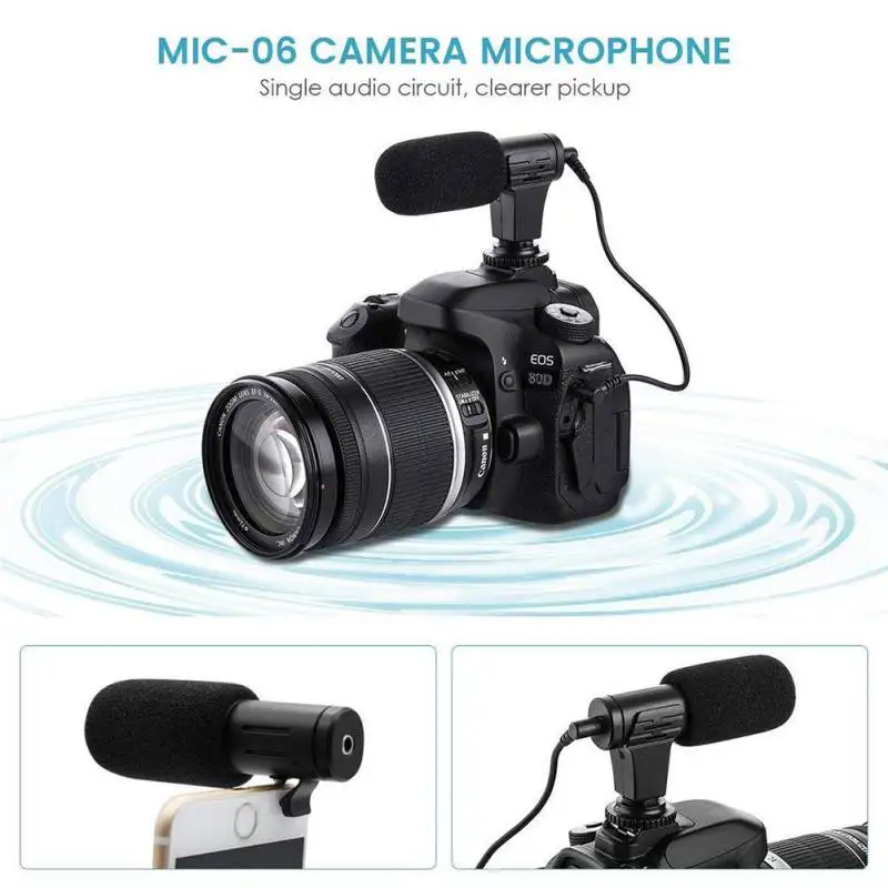 MIC-06 мини микрофон для телефонов samsung Xiaomi 3,5 мм конденсаторный микрофон для DSLR смарт-видео камеры открытый микрофон для интервью