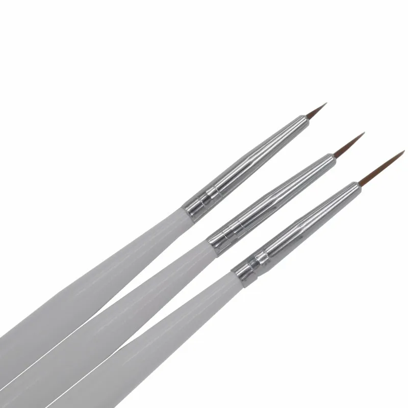 

YWK 3Pcs Acrylic French Nail Art Liner Painting Drawing Pen Brush Tool Set Kit