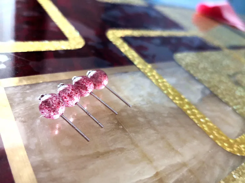 925 Sterling Silver Earrings Female Strawberry Quartz Beads Stud Earrings 7mm Pink Crystal Earings Eternal Match Jewelry13