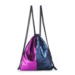 Wulekue Русалка блесток рюкзак сверкающие плечо Bling Сумки Реверсивный блеск Drawstring рюкзаки Для женщин пляжные сумки