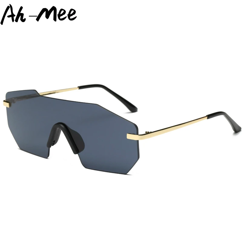 Солнцезащитные очки без оправы, мужские очки оверсайз, брендовые, дизайнерские, классические, интегрированные, женские, мужские, унисекс, защита от солнца, стекло, UV400