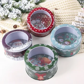 

Christmas Candy Gift Tin Box Kids Gift Mailbox Case Christmas Santa Claus Snowman Printed Sealed Jar Packing Boxes Decor