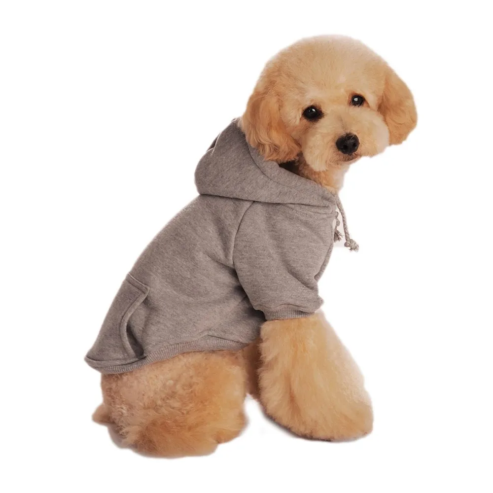 Повседневная флисовая фуфайка для домашнего животного толстовка одежда для собак пальто для собак твердая одежда на кнопках товары для щенков - Цвет: Серый