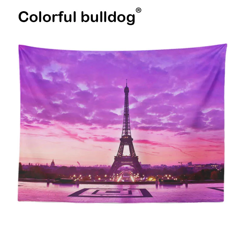 Colorful Night Sky Tapestry Hanging Street Light Famous Building Towel Wall Art Large Picture Decorate Custom Bedspreads 200 cm | Дом и сад