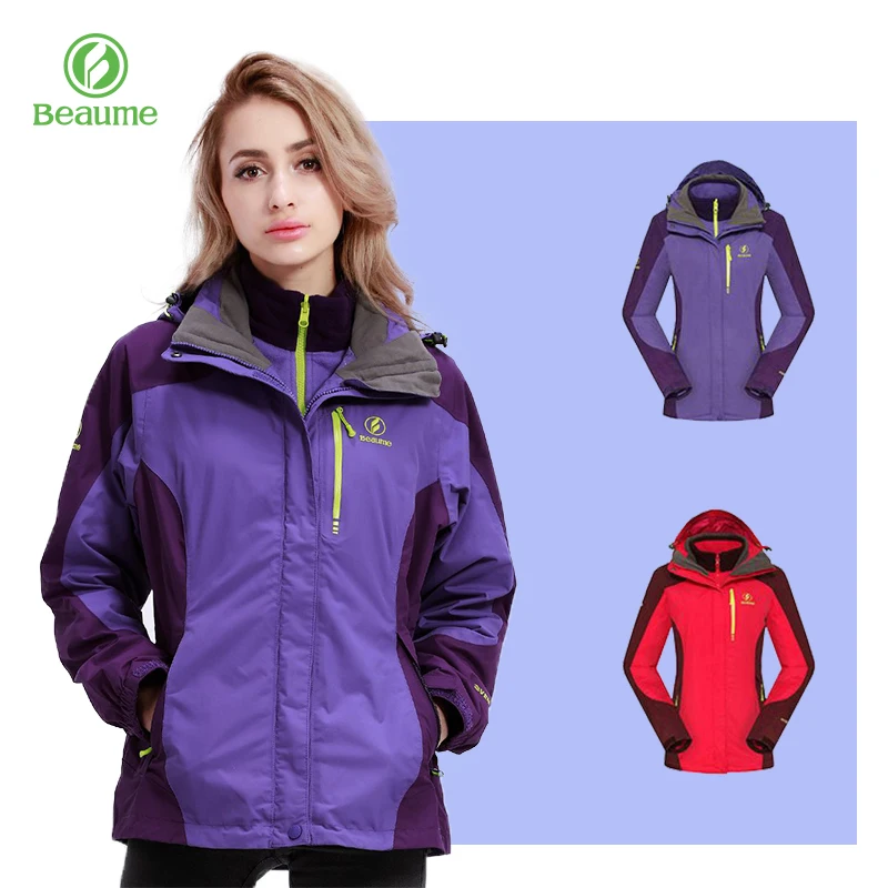 

Beaume Thick Windproof Purple Women 3 In 1 Sport Hiking Jacket with Fleece Liner for Skating 64076