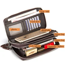2016 neue Handtasche Männer Lange Großer Kapazität PU Leder Geldbörsen Männlich Business Schwarz Braun Kupplung Doppel-reißverschluss Brieftasche Taschen Geldbörsen