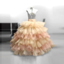 Очень пышная желтая розовая юбка широкий Атлас Талия Длина до пола бальная юбка многоуровневые слои оборки юбки формальный стиль