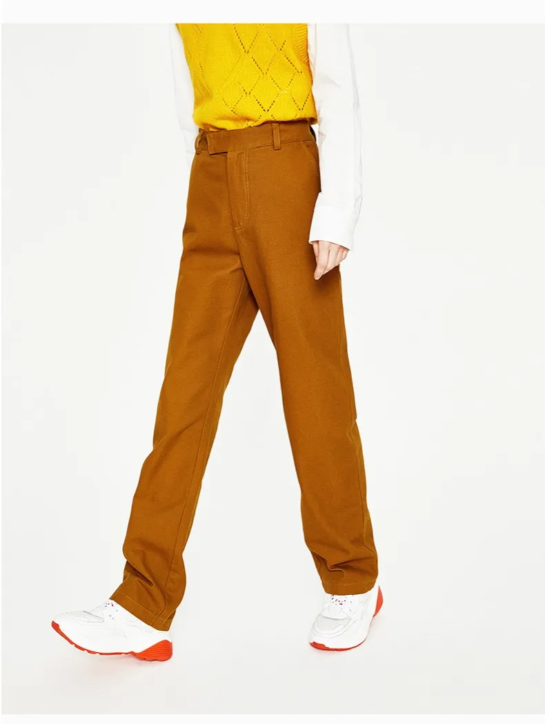 Toyouth Casual Loose Pants Women All Match Solid Slim High Waist Trousers Straight Stylish Pockets Pants Pantalon Femme