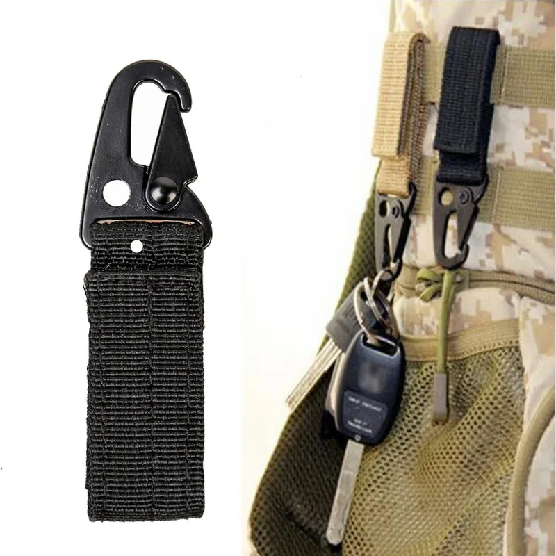 Molle Tactical Accessory QD Buckle Durable Nylon Hook Keychain Outdoor