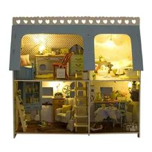 Милая комната DIY кукольный домик Миниатюрный с мебелью ручной работы 3D деревянная модель собранные игрушки для детей дом Рокки X009# E