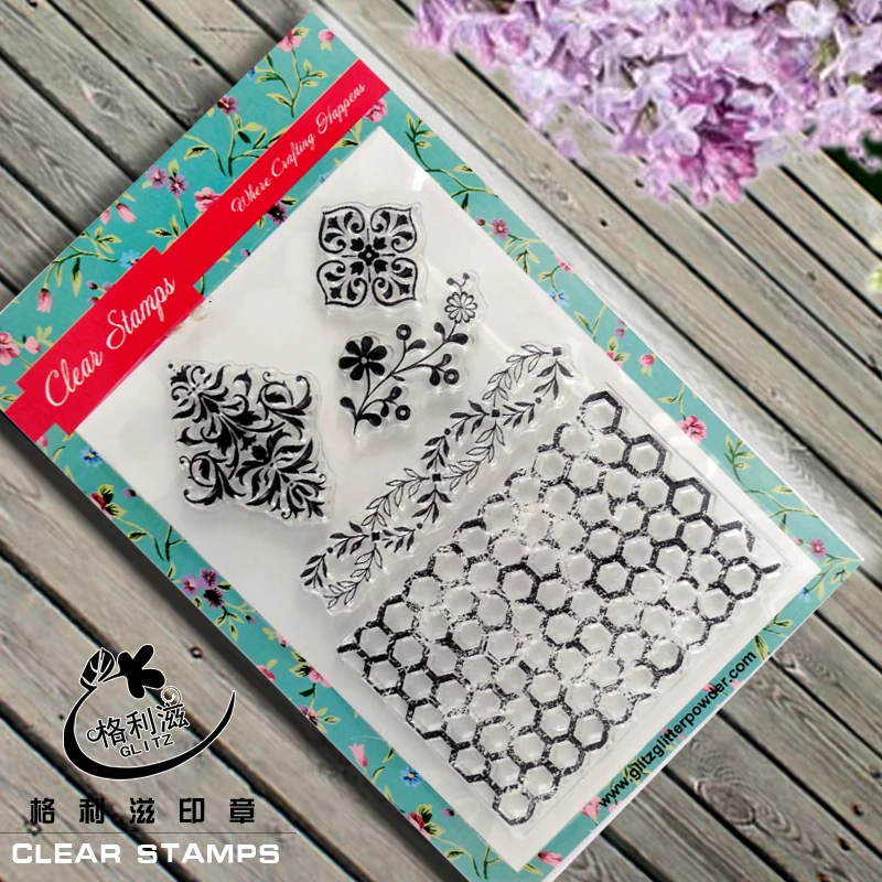 

2016 Hexagon Background Retro Patterns Transparent Clear Silicon Stamps/Seal for DIY Scraobooking Photo Album Paper Craft
