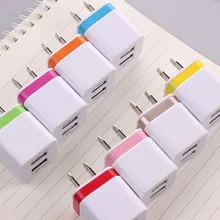 100 шт./лот красочные штепсельная вилка американского стандарта 2.1A+ 1A 2 Порты Dual USB настенное зарядное устройство с адаптером переменного тока для Iphone 7, 6, 5S 5C 5 4 4S для samsung