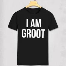 Fashion Men Marvel Movie Short T shirt Guardians of the Galaxy T-shirt I Am Groot Top Tees Free Shipping