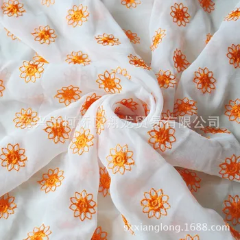 

grand fine fashion explosion national temperament sun flower embroidery chiffon fabric