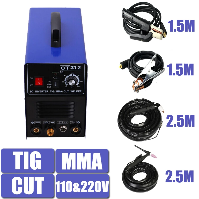 

110/220V Dual Voltage 3 In 1 Multifunction Welding Machine TIG ARC Welder Plasma Cutting CT312 With Free Accessory Free Shipping