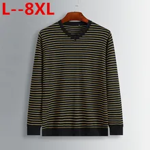 Плюс 8XL 6XL 5XL полосатый мужской Мужская мода смешанные цвета свитер мужской досуг тонкий Pull Homme v-образный вырез с длинными рукавами свитер