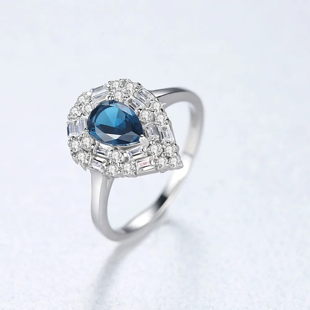 CZCITY Luxury 925 Sterling Sliver Engagement Gemstone Rings for Women Fine Jewelry WaterDrop CZ Aneis Femme Christmas Gift Bague