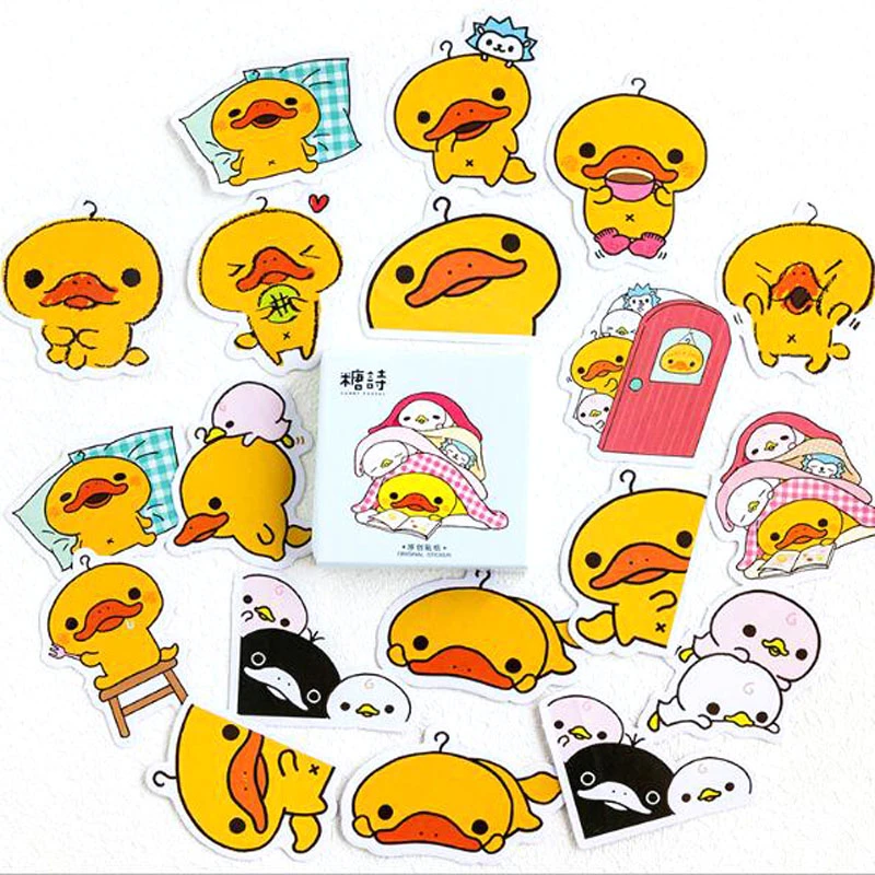 45pcs Box Refueling Duck Decoration Paper Sticker Diy Scrapbook Notebook Album Sticker Stationery Kawaii Stickers Assorted Stickers Aliexpress