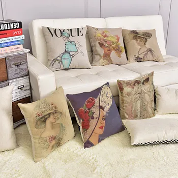 

Fashion Euro Classical Woman Girl Style Cushion Throw Pillows High Quality Cotton Linen Home Decoration Sofa Chair Pillowcase