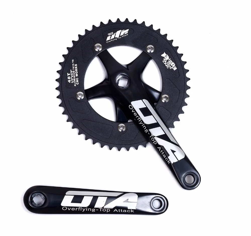 Односкоростной велосипед Crankset Chainwheel 170 мм Crank Arms 130 BCD Chainwheel 48 T Fixie Crankset для односкоростной велосипед, фиксированная Gea - Цвет: Black