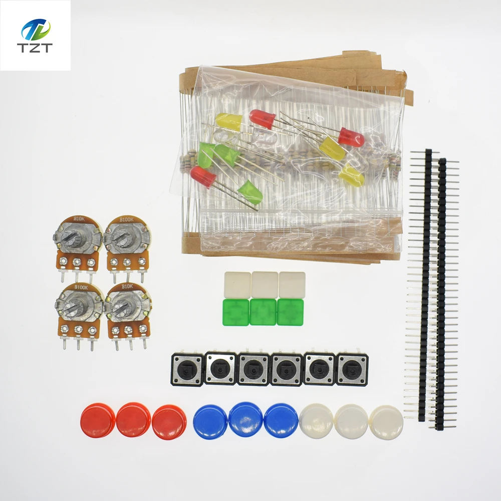 

1 sets Handy Portable Resistor Kit for Arduino Starter Kit UNO R3 LED potentiometer tact switch pin header