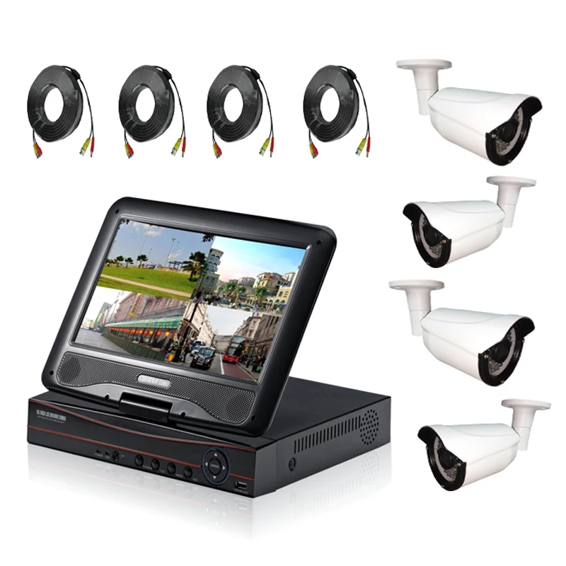 HD 720P 4ch LCD AHD DVR Kit for security Camera System with 10 1 inch LCD