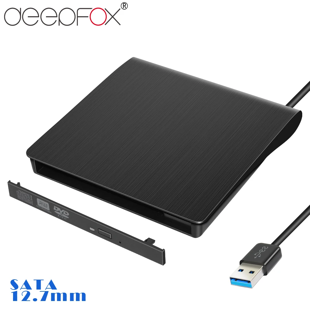 DeepFox 12,7 мм USB 3,0 DVD привод Внешние оптические приводы Корпус SATA к USB Внешний чехол для ноутбука тетрадь без диска - изображение