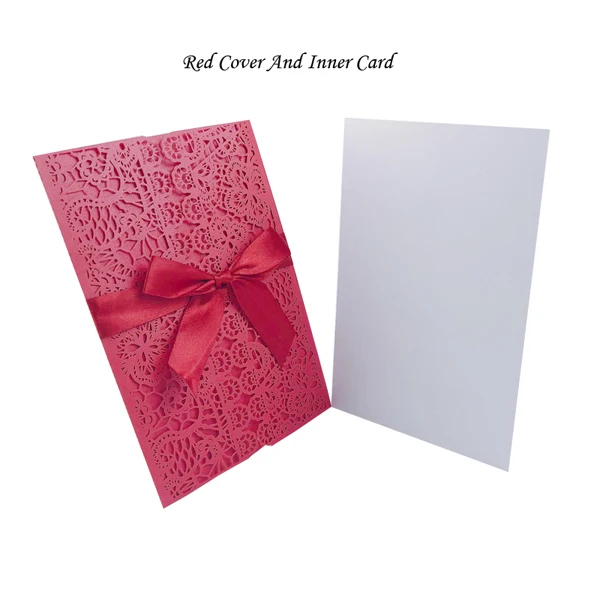 1 шт. элегантная роскошная бумага для свадебных приглашений с лазерной огранкой, с ленточным конвертом, вечерние украшения на заказ - Цвет: Cover And Inner Card