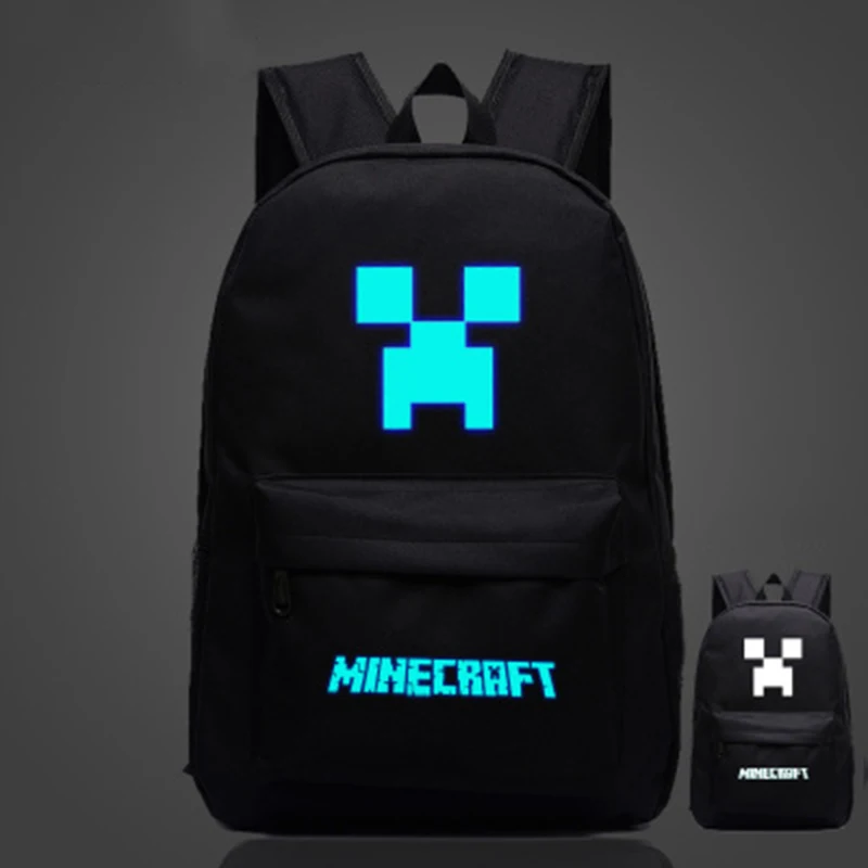 Minecraft Teenage Backpack Luminous Boys Girls School Bag Women Women Travel Game Pattern Rucksack Mochila Schoolbag BP0250 (2)