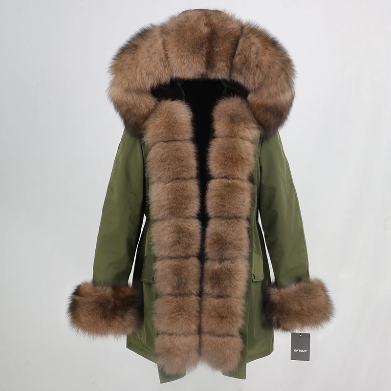 OFTBUY, водонепроницаемая длинная парка, зимняя куртка, для женщин, натуральный мех, пальто, натуральный Лисий мех, воротник, капюшон, толстая, теплая, уличная, съемная, Новинка